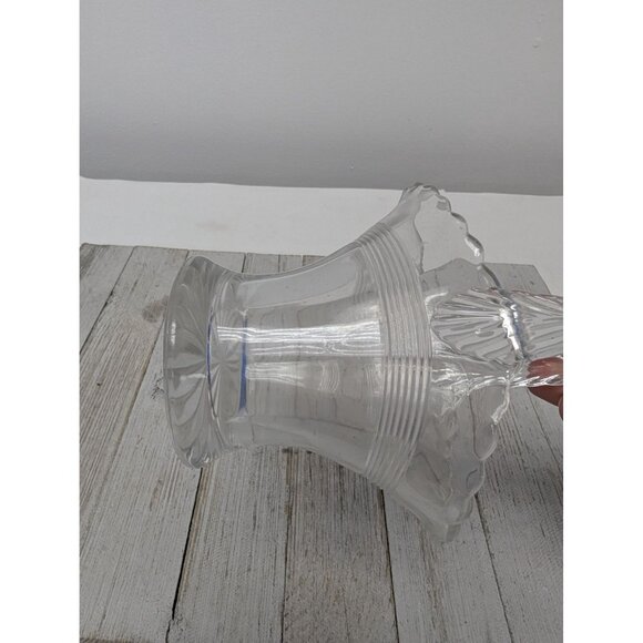 Duncan & Miller Glass Basket Etch Clear Feather Handle Brides Vintage - Picture 4 of 9